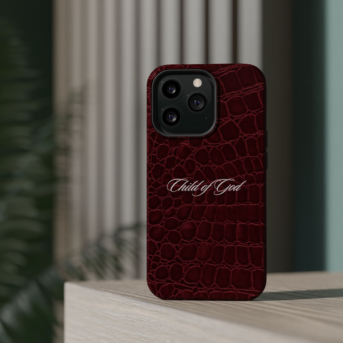 Child of God Burgundy Croc MagSafe Phone Case
