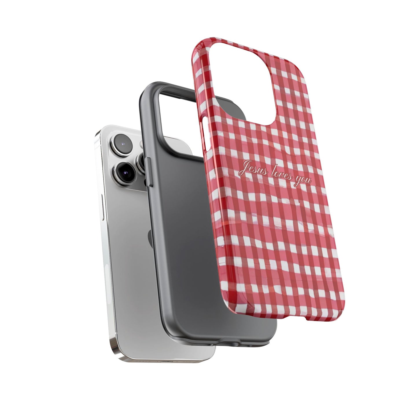 Jesus loves you Gingham phone case