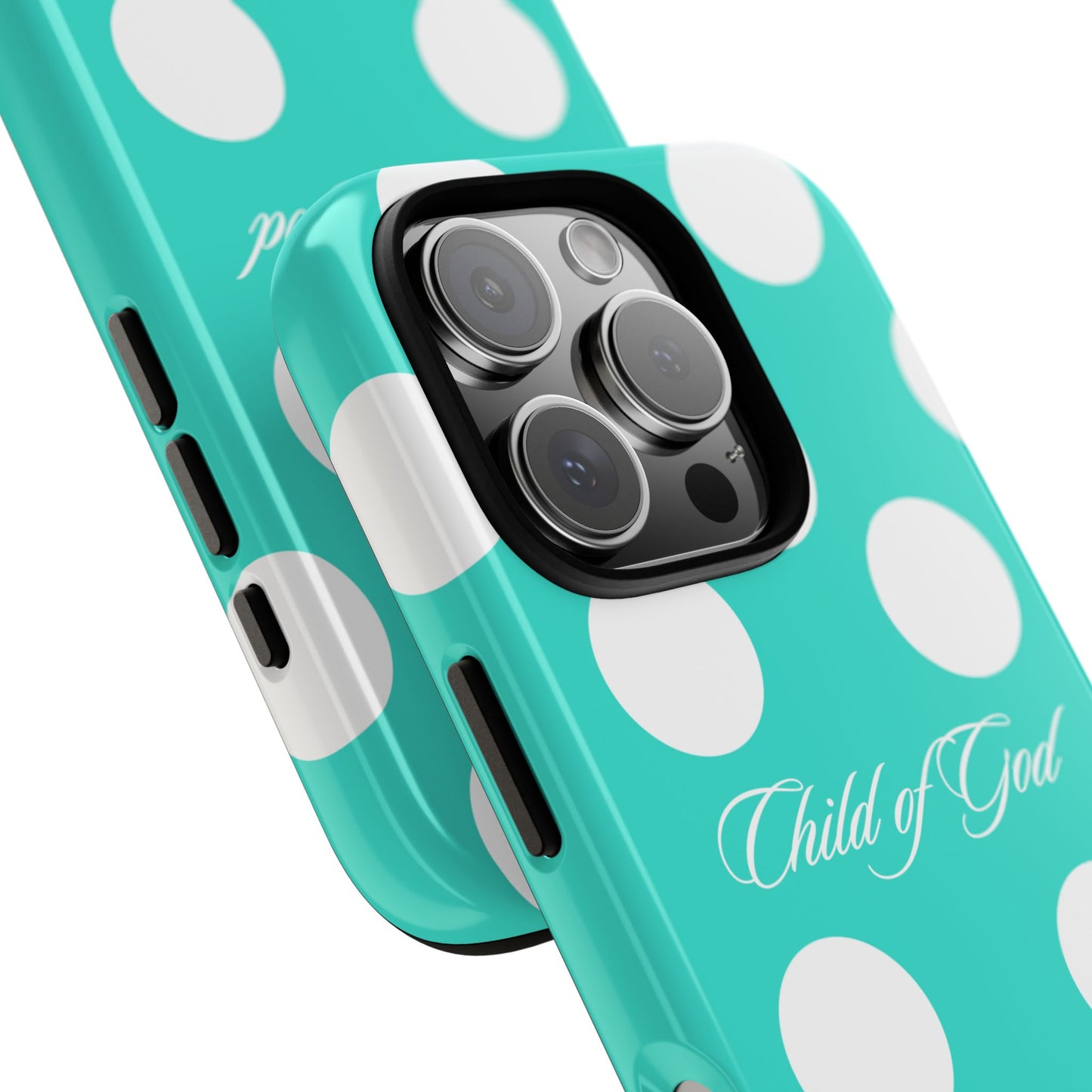 Child of God Turquoise Polka Dot Phone Case