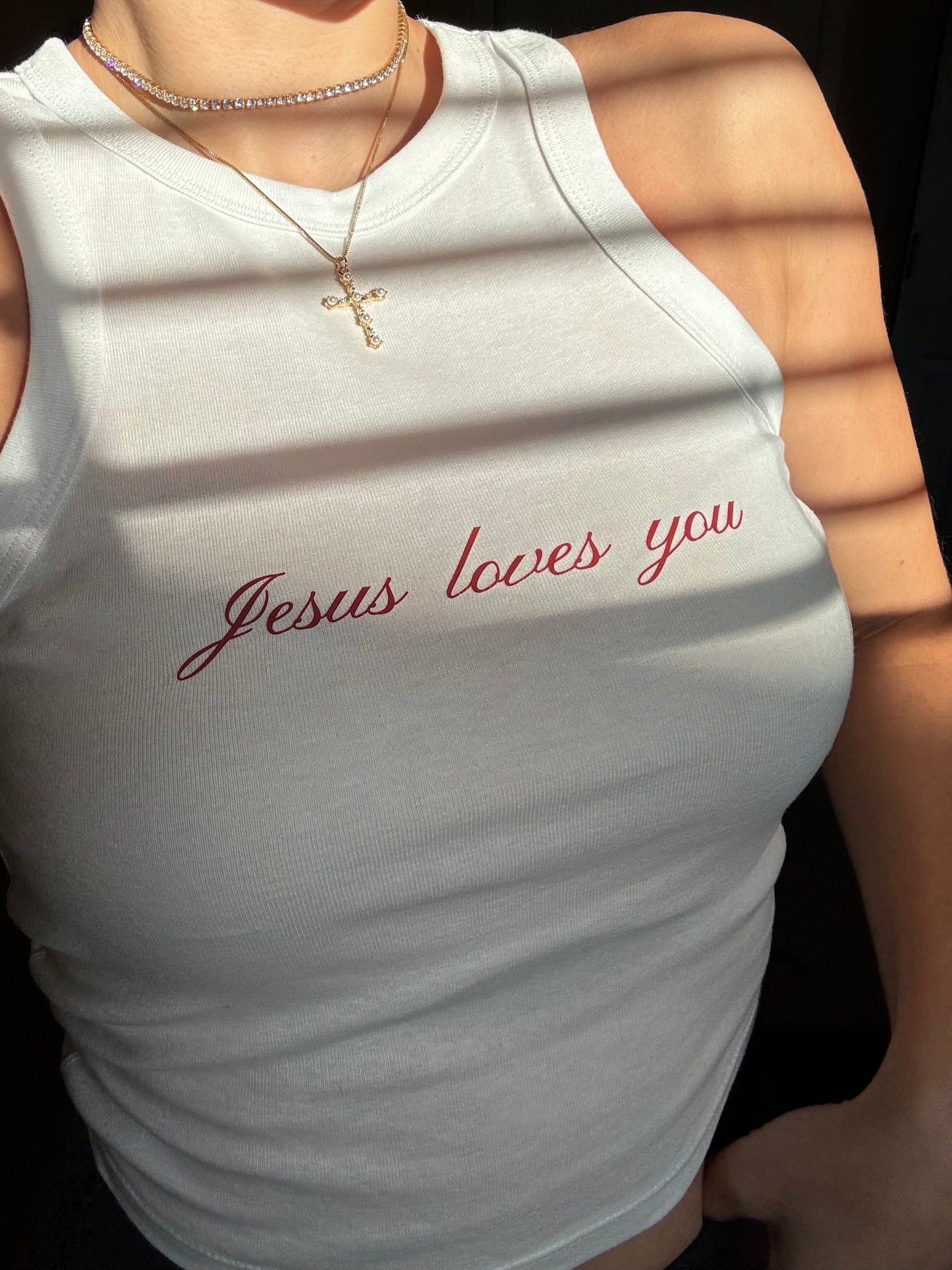 Jesus loves you Micro Rib Tank Top