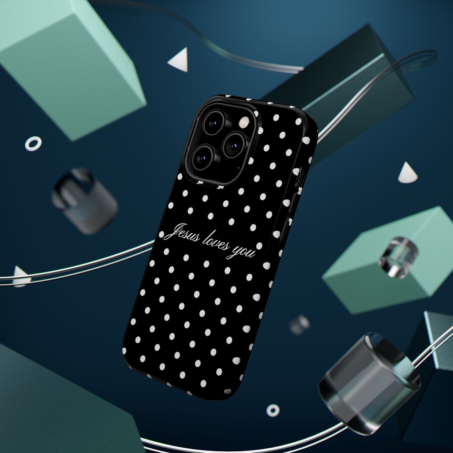 Jesus loves you Black Polka Dot Phone Case MagSafe