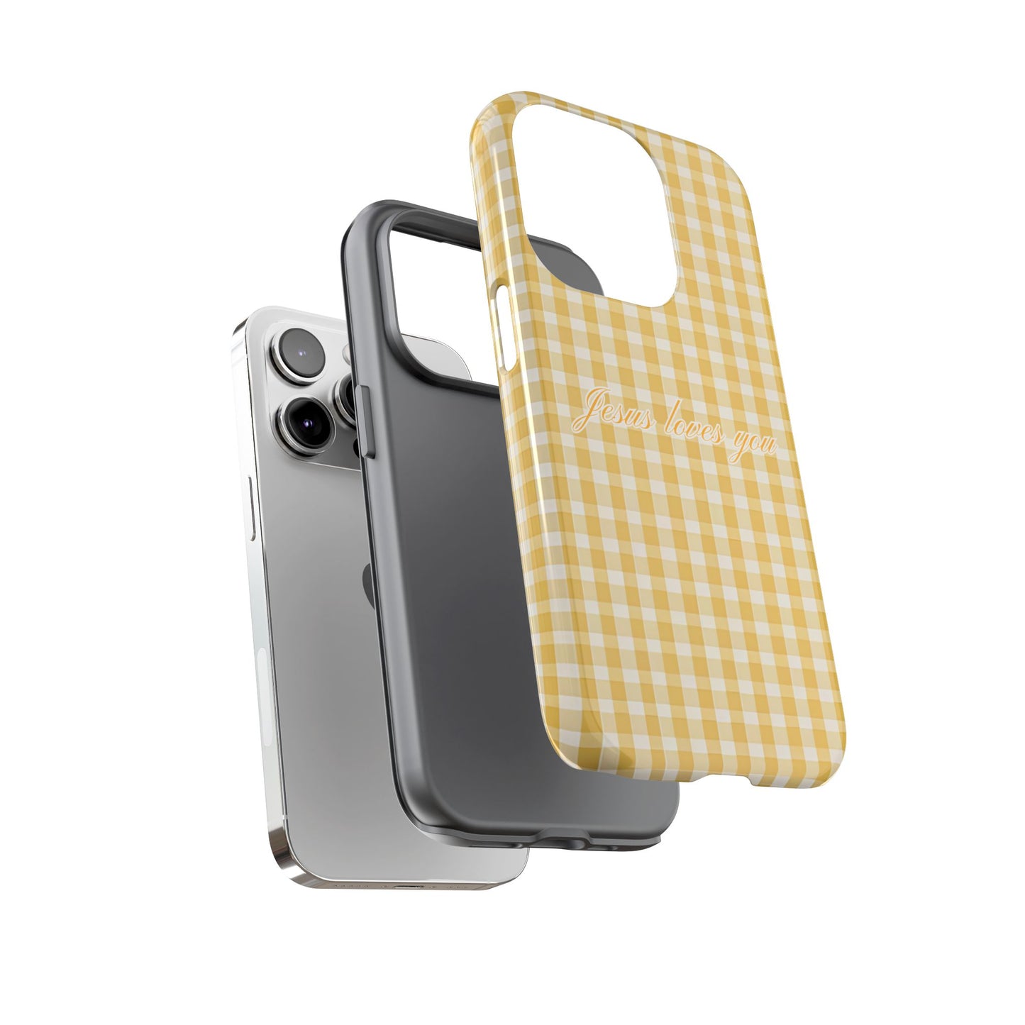 Jesus loves you Yellow Gingham Phone Case