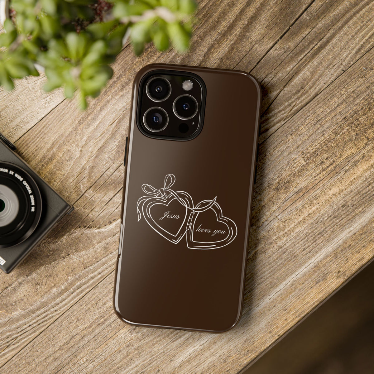 Jesus loves you Locket Espresso Phone Case