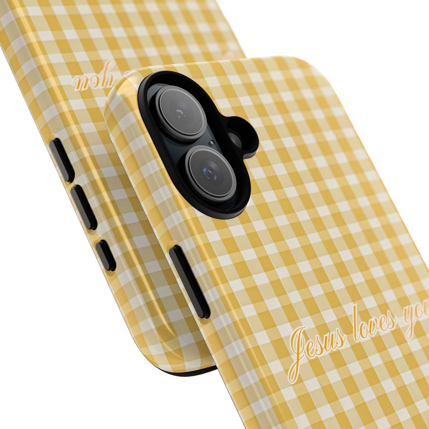Jesus loves you Yellow Gingham Phone Case