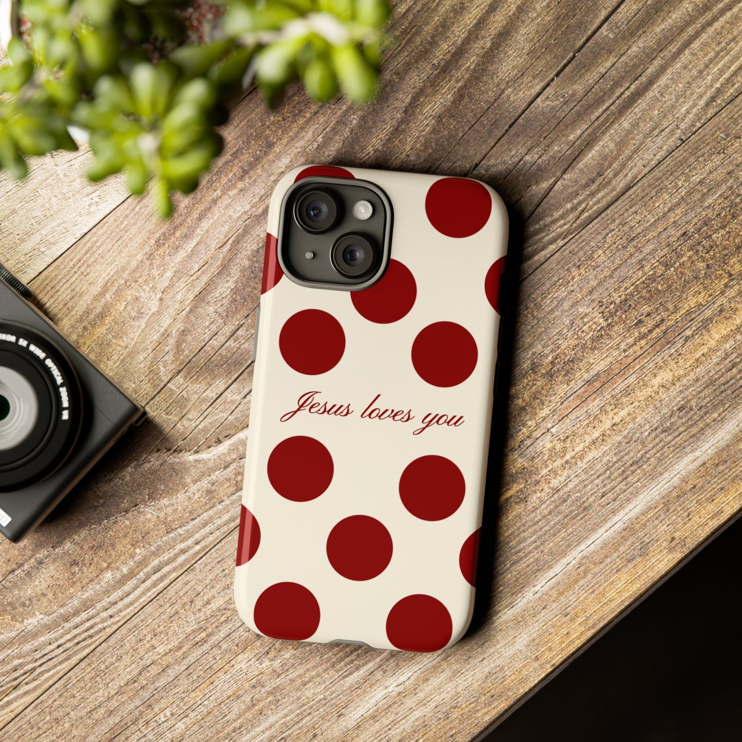 Jesus loves you Red and Créame Phone Case