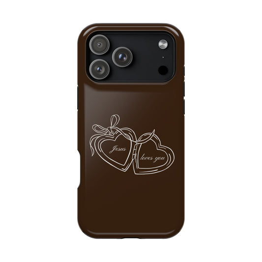 Jesus loves you Locket Espresso MagSafe Phone Case