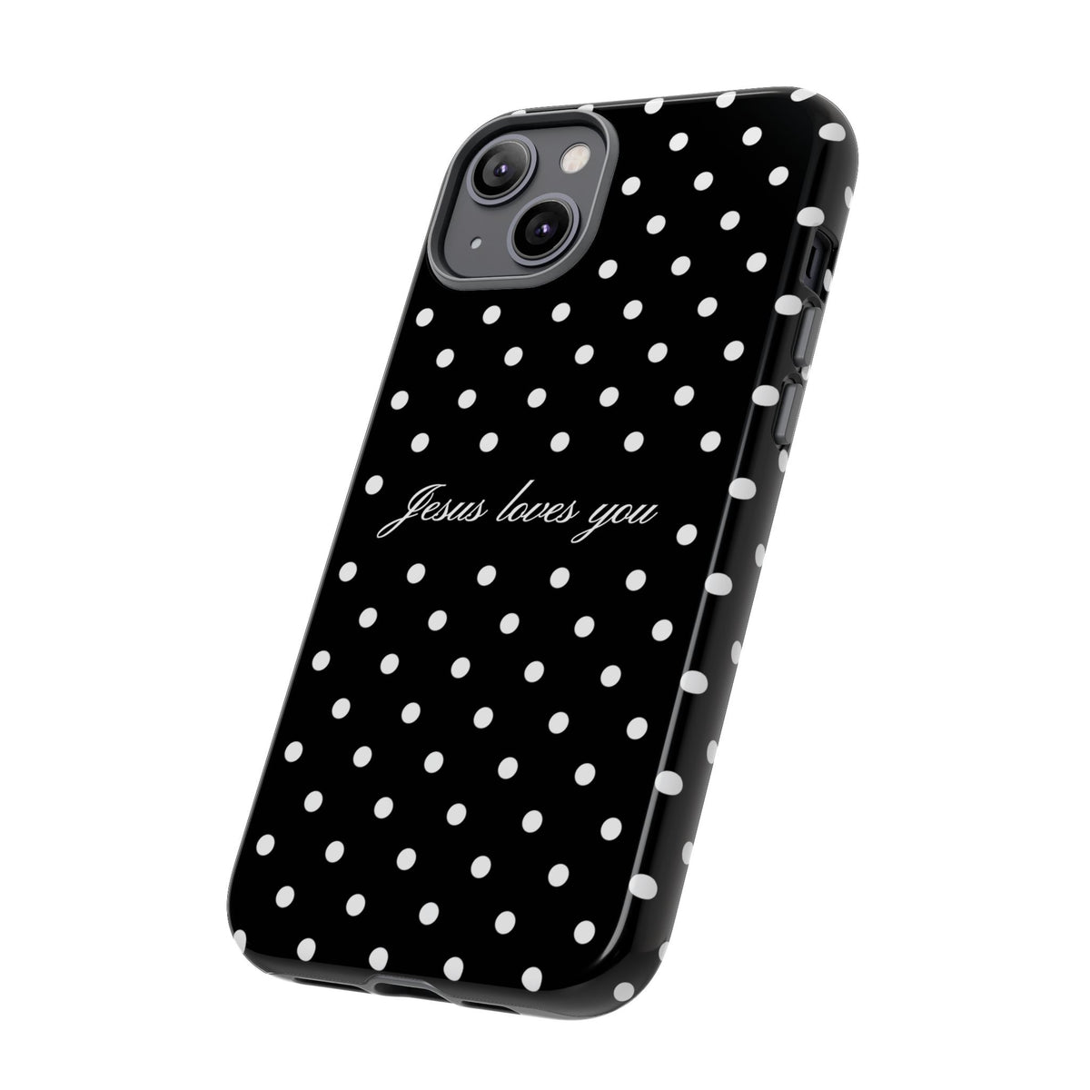 Jesus Loves You Black Polka Dot Phone Case