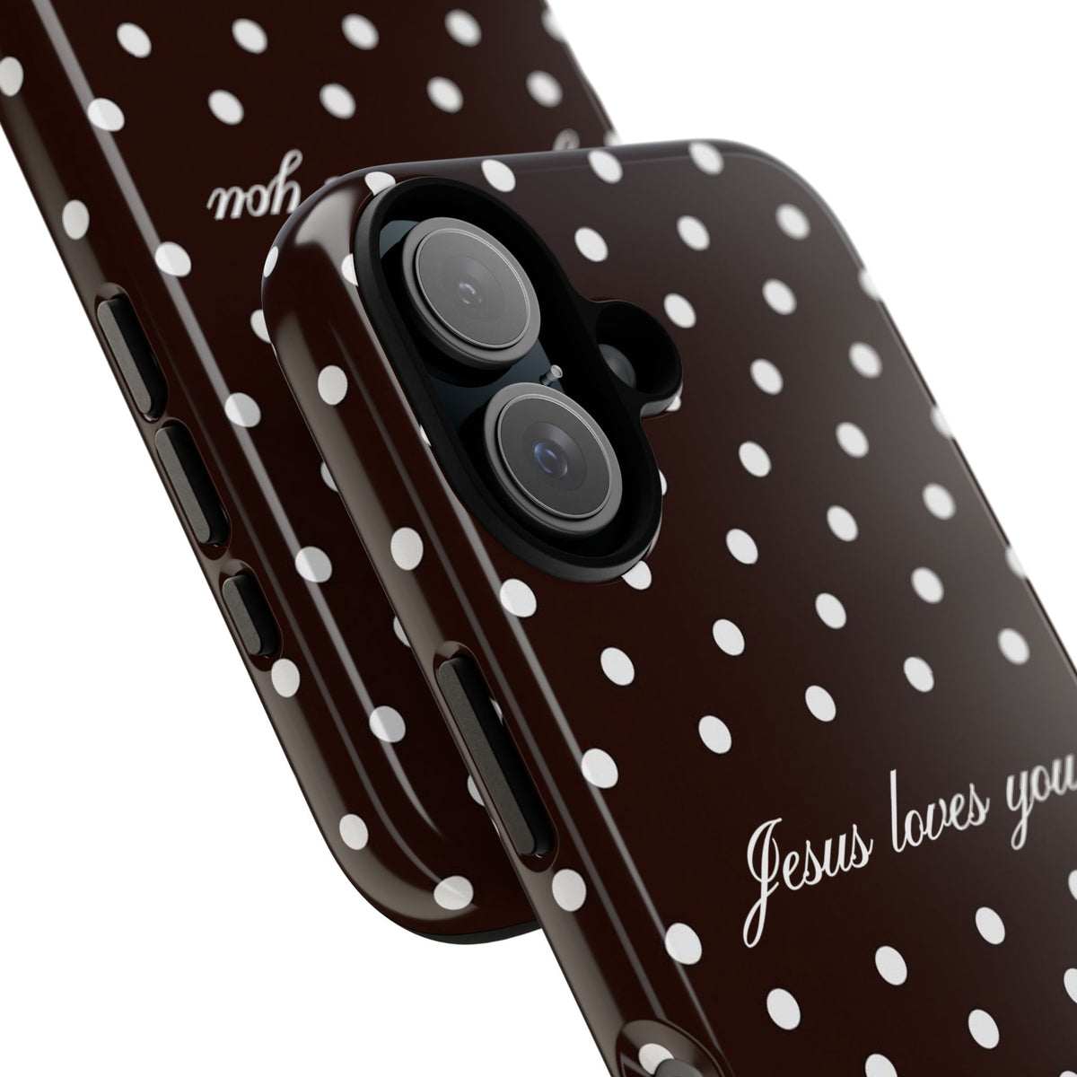 Jesus loves you Espresso Polka Dot Phone Case