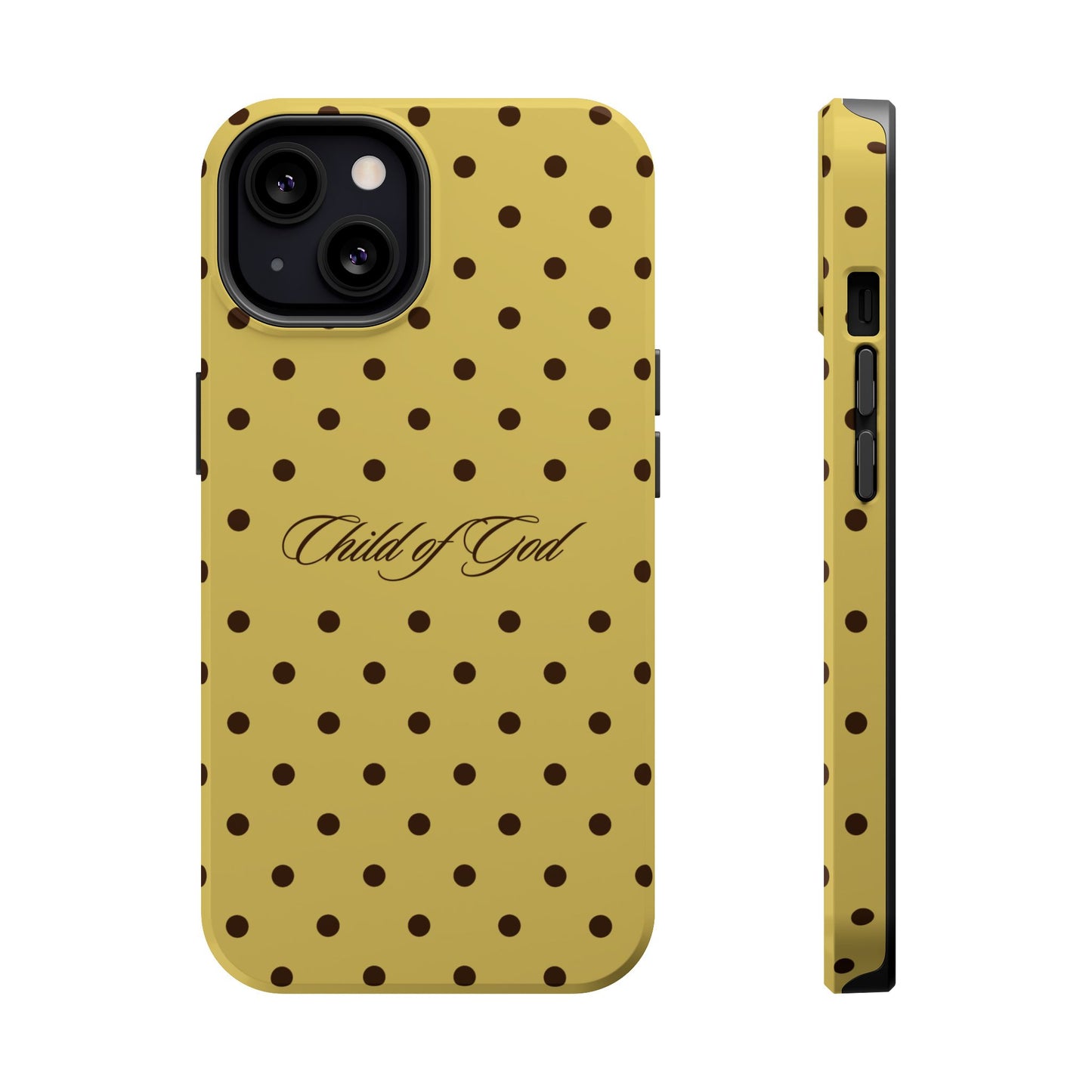 Child of God Yellow and Brown Polka Dot MagSafe Phone Case