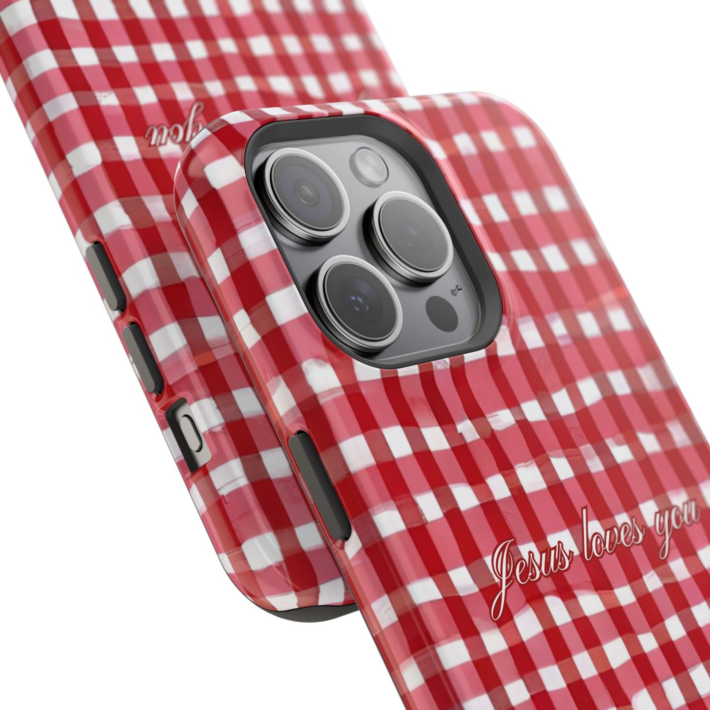 Jesus loves you Gingham MagSafe Phone Case