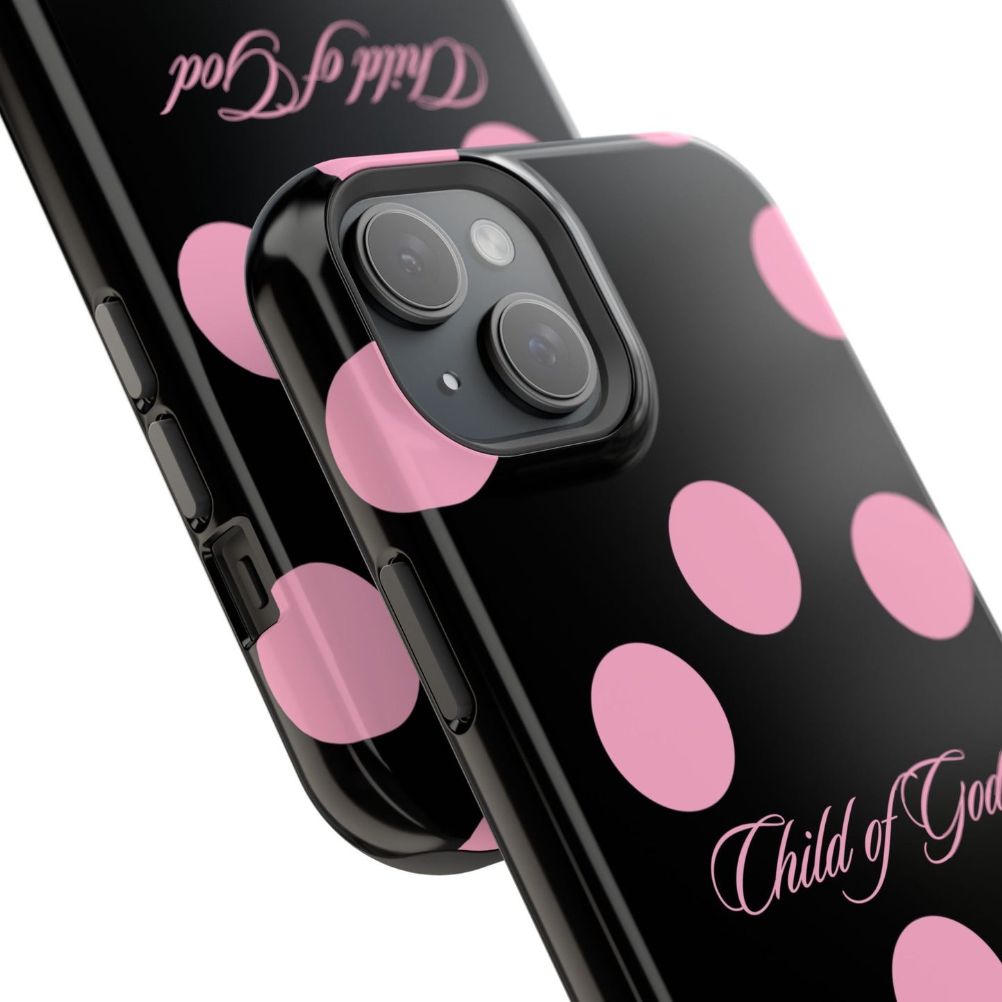 Child of God Pink and Black Polka Dot MagSafe Phone Case