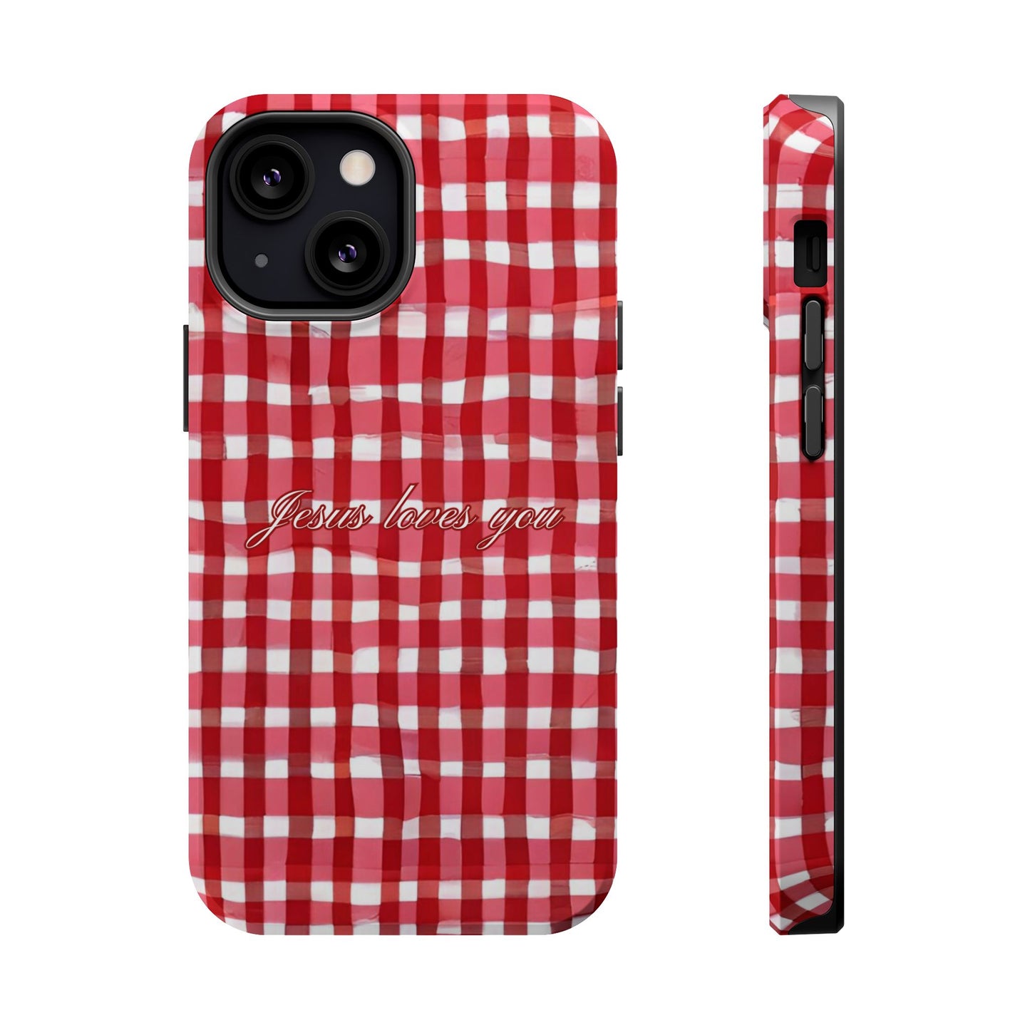 Jesus loves you Gingham MagSafe Phone Case