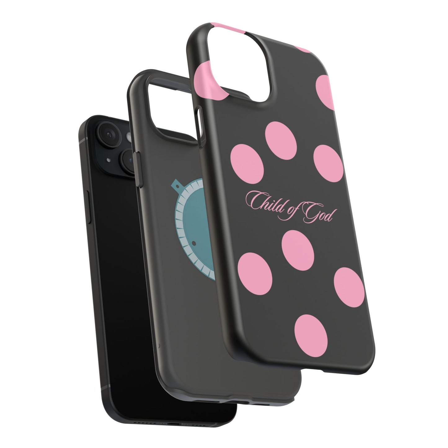 Child of God Pink and Black Polka Dot MagSafe Phone Case