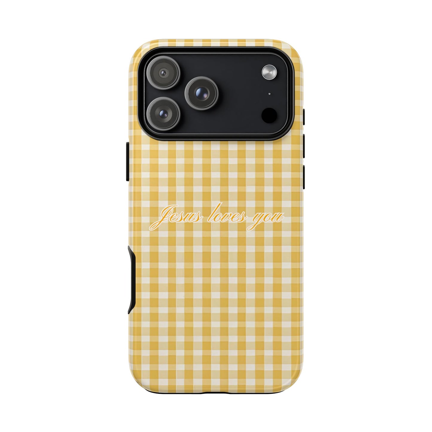 Jesus loves you Yellow Gingham Phone Case