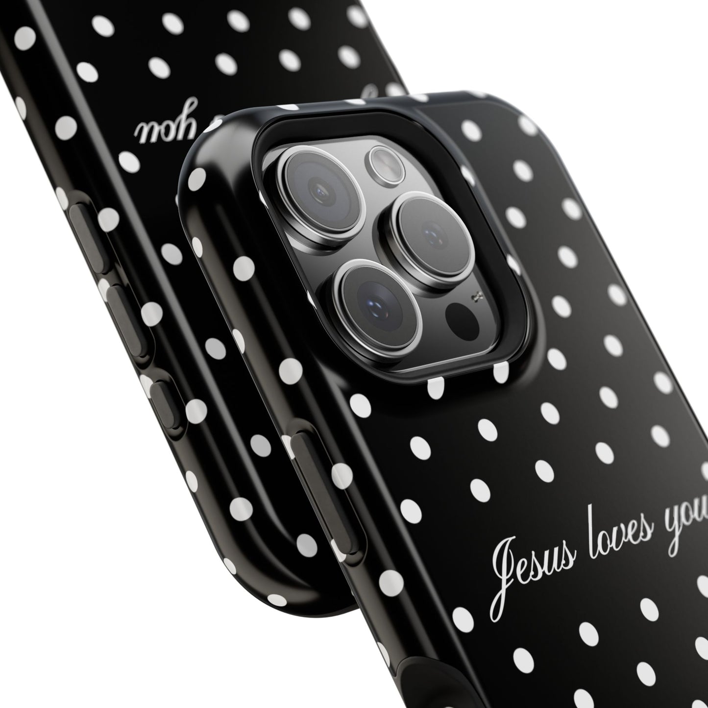 Jesus loves you Black Polka Dot Phone Case MagSafe