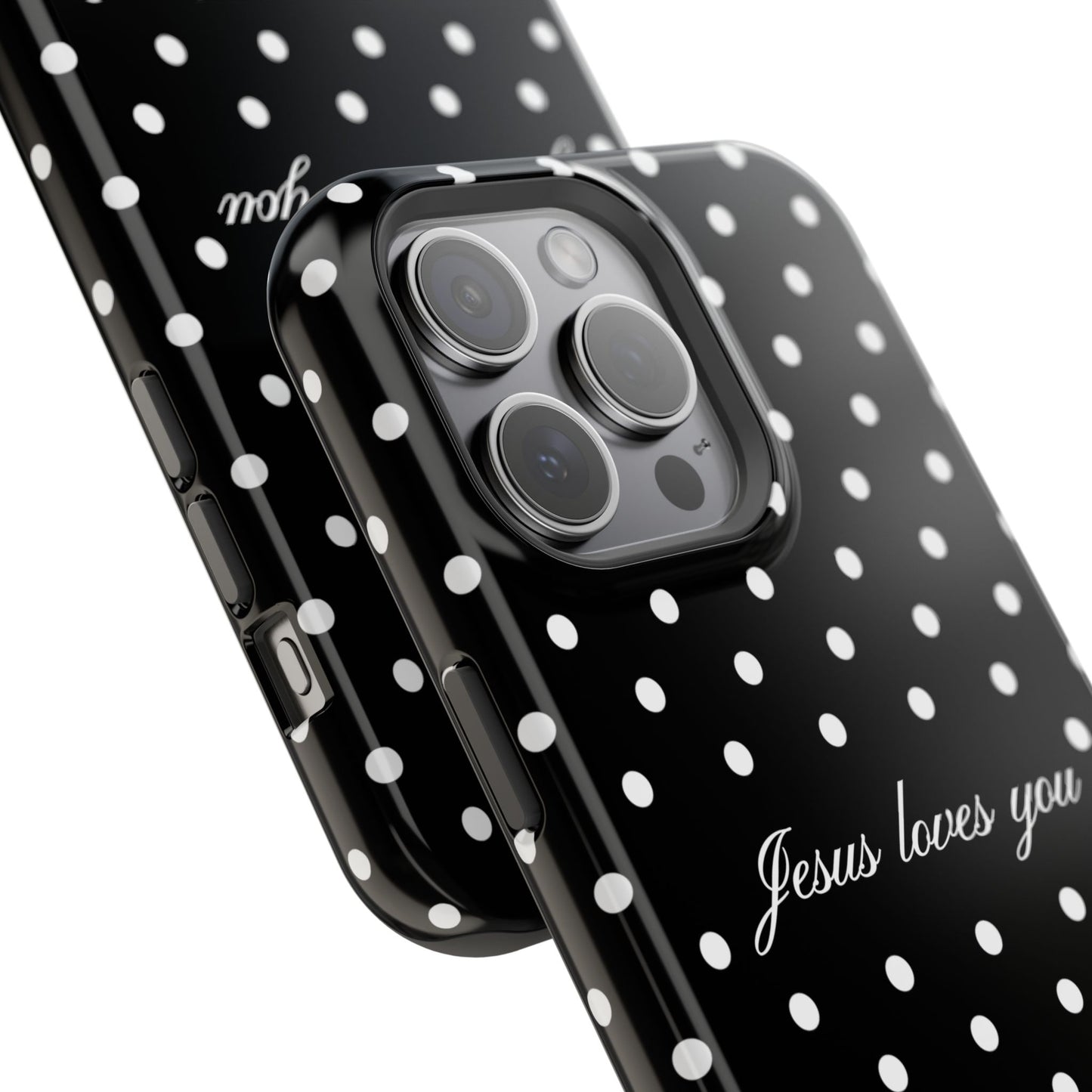 Jesus loves you Black Polka Dot Phone Case MagSafe