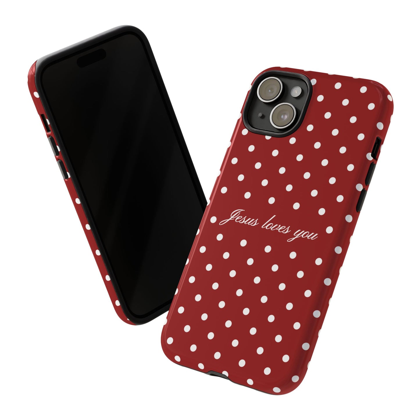 Jesus loves you Red Polka Dot Phone Case