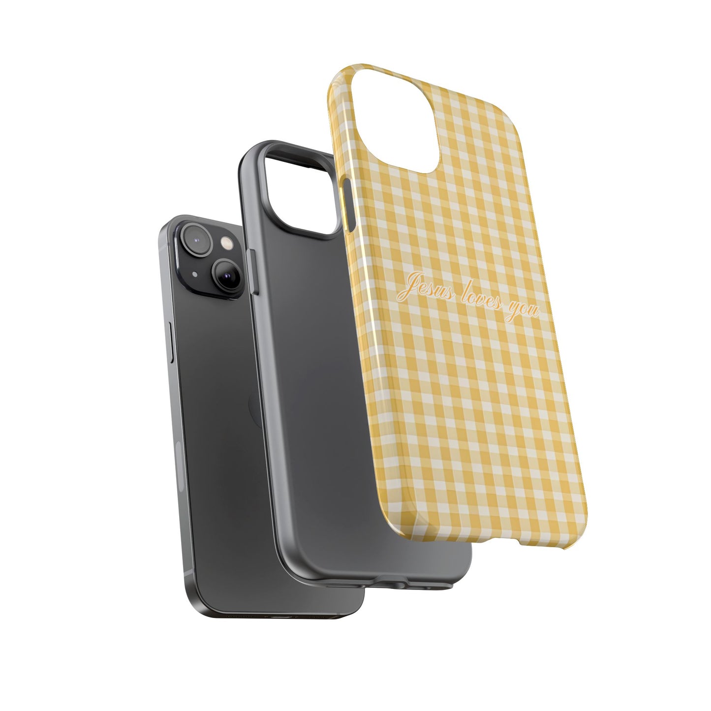 Jesus loves you Yellow Gingham Phone Case