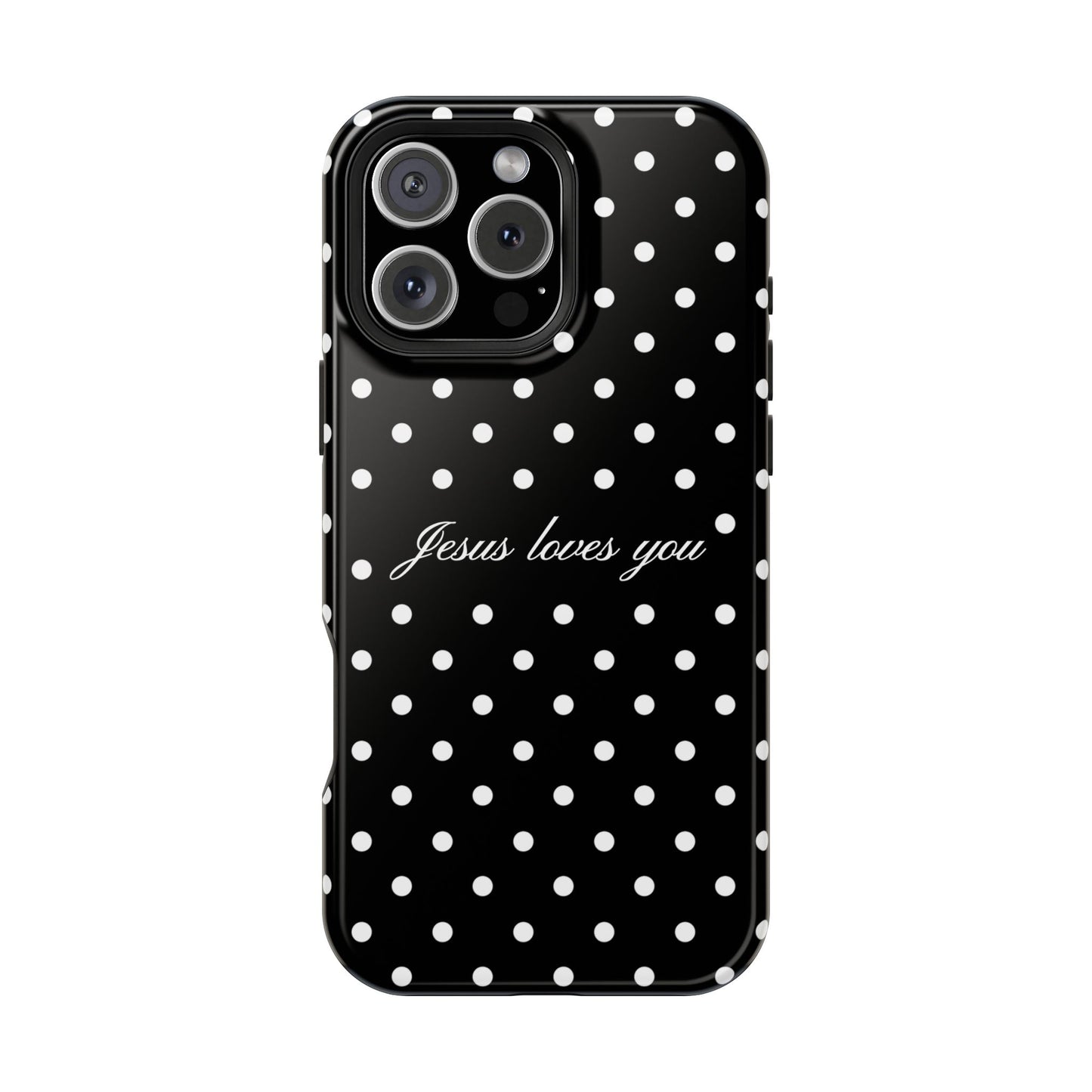 Jesus loves you Black Polka Dot Phone Case MagSafe