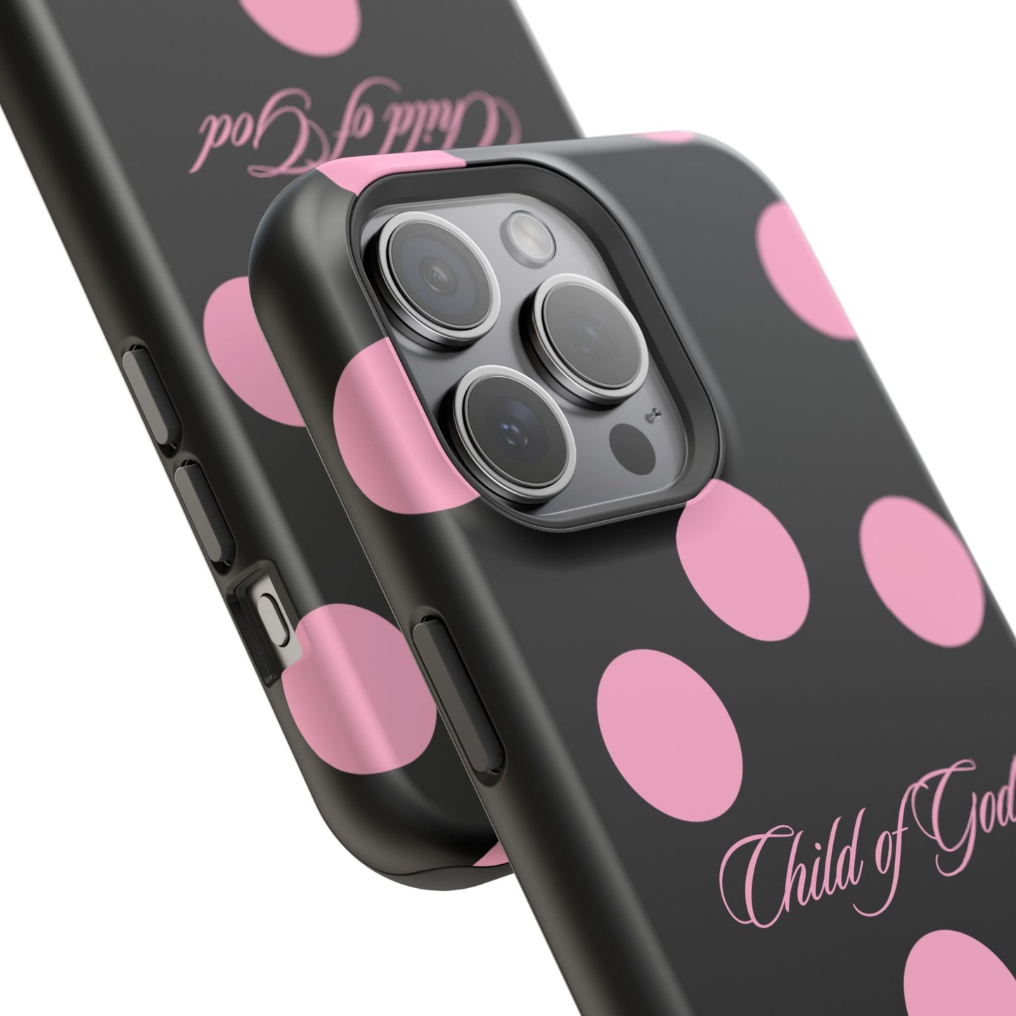 Child of God Pink and Black Polka Dot MagSafe Phone Case