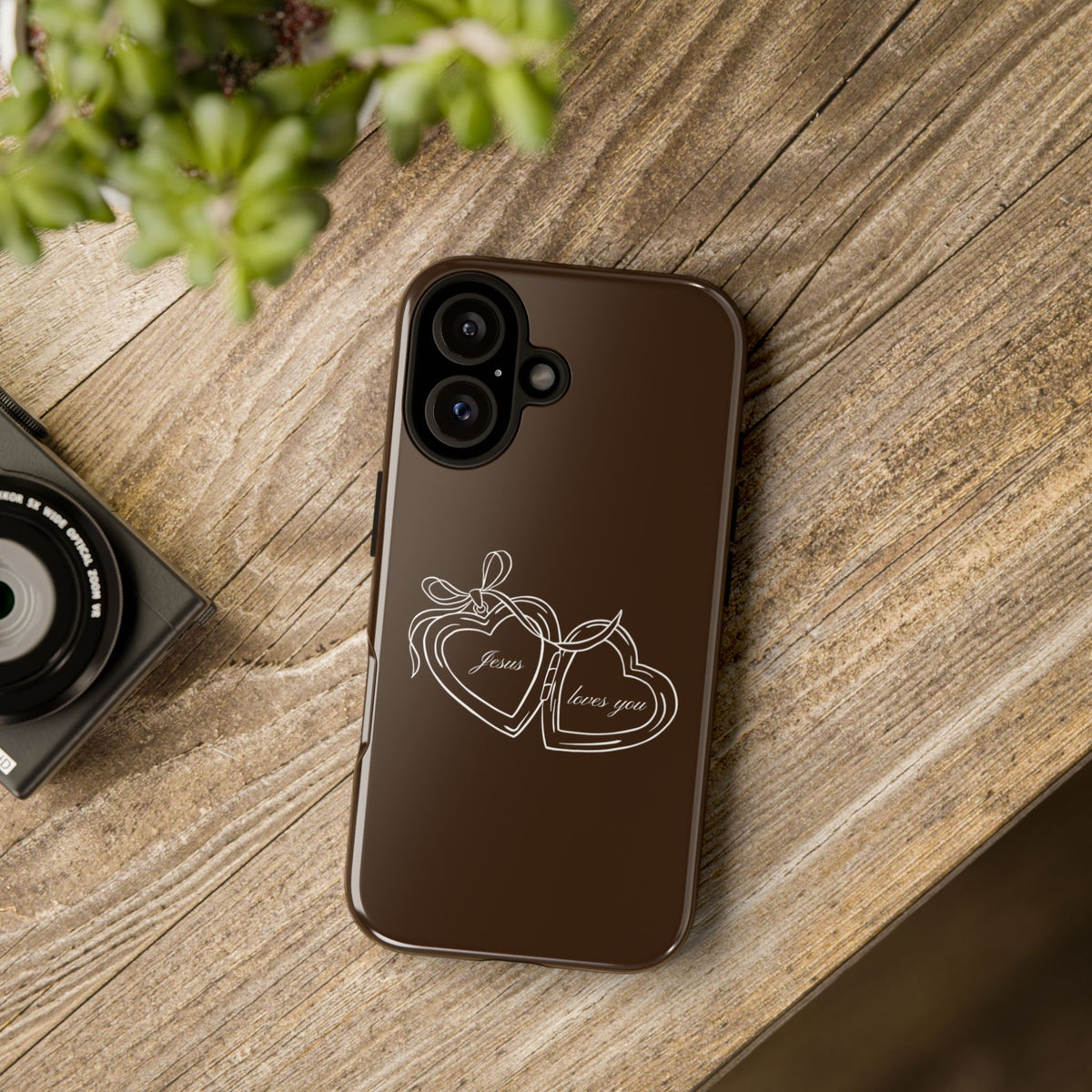 Jesus loves you Locket Espresso Phone Case