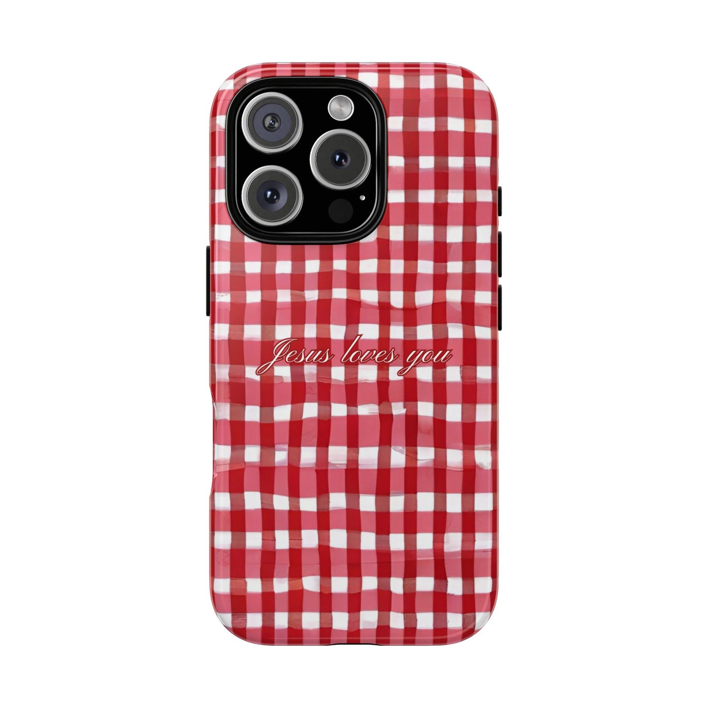 Jesus loves you Gingham phone case