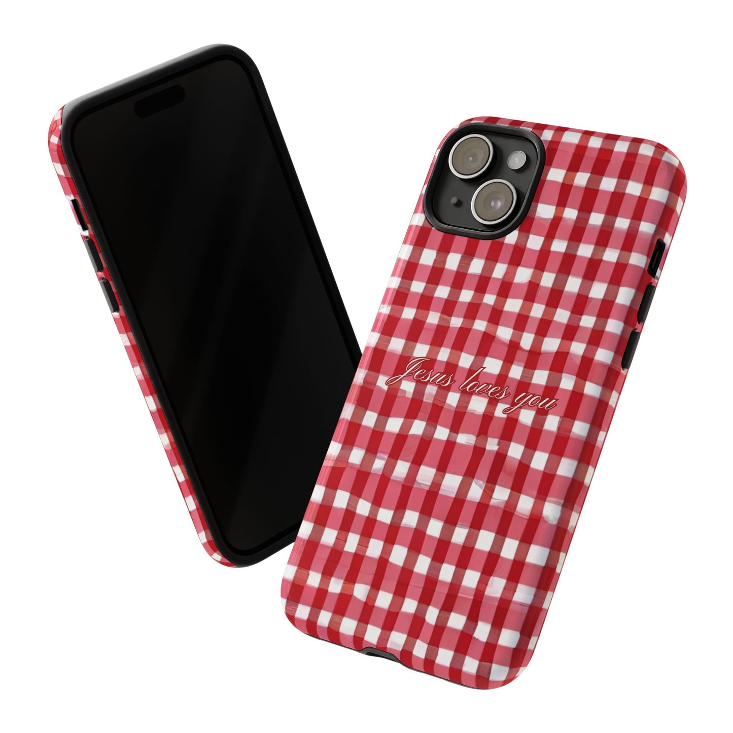 Jesus loves you Gingham phone case