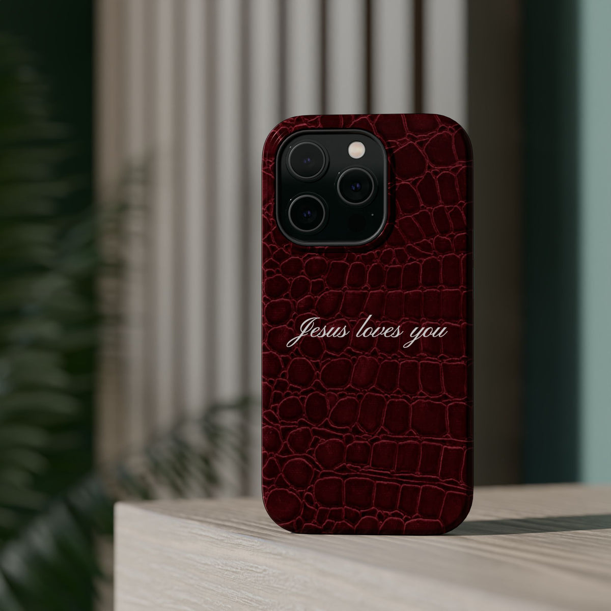 Jesus loves you Burgundy Croc MagSafe Phone Case