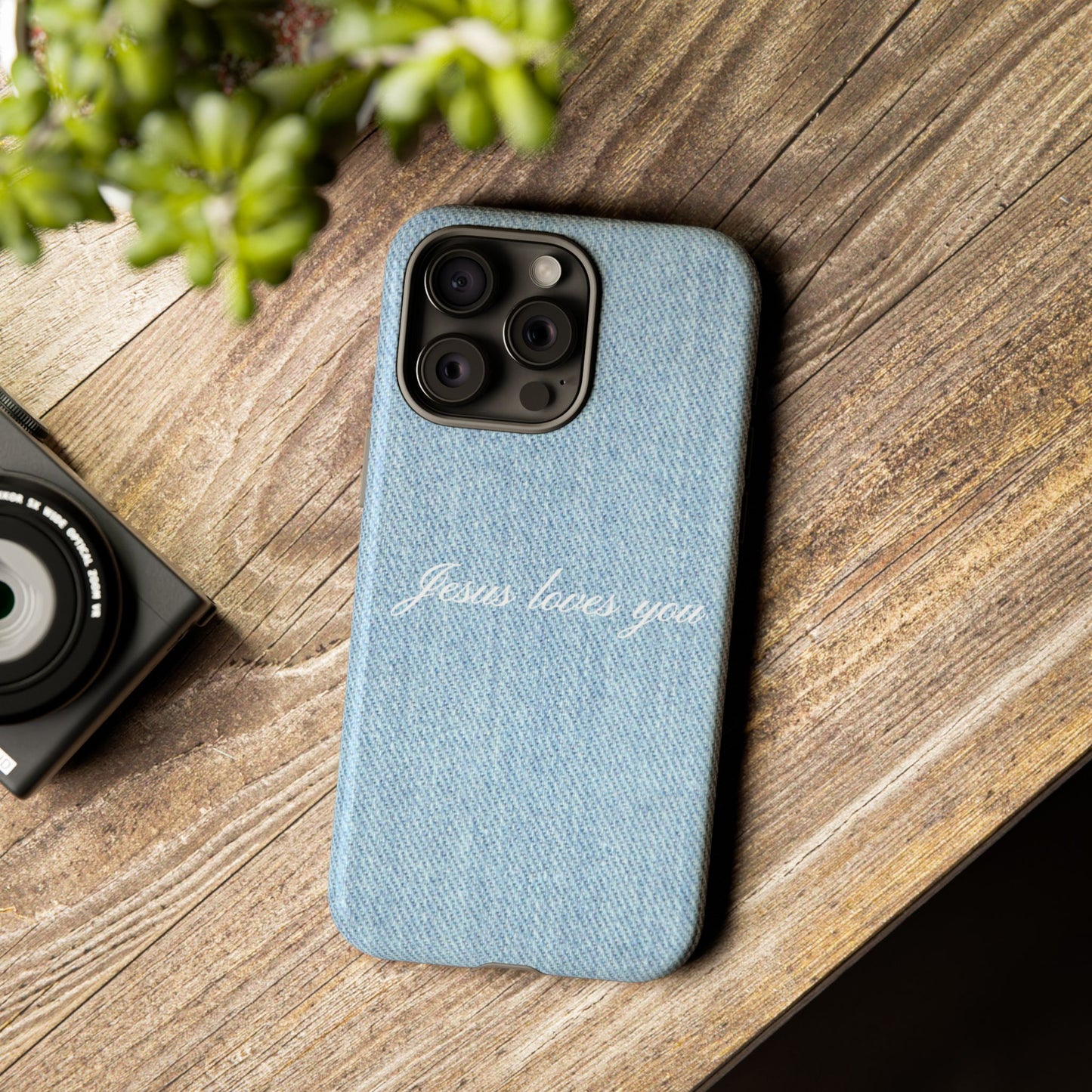 Jesus loves you Denim Phone Case