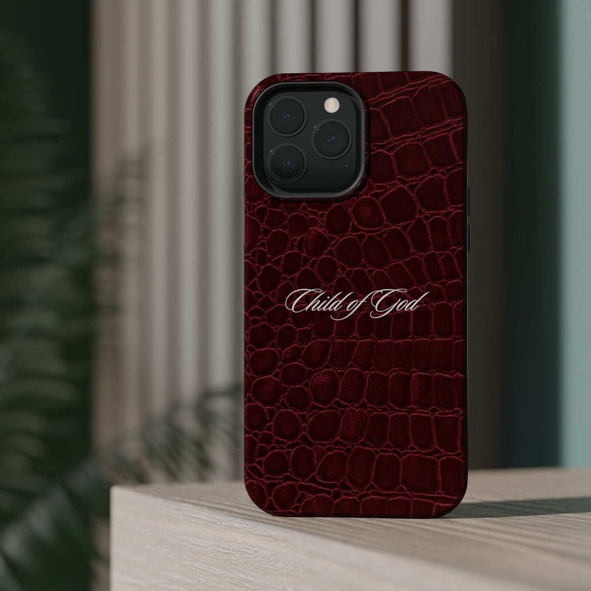 Child of God Burgundy Croc MagSafe Phone Case