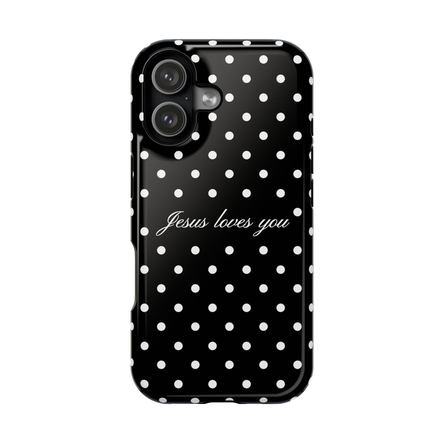 Jesus loves you Black Polka Dot Phone Case MagSafe