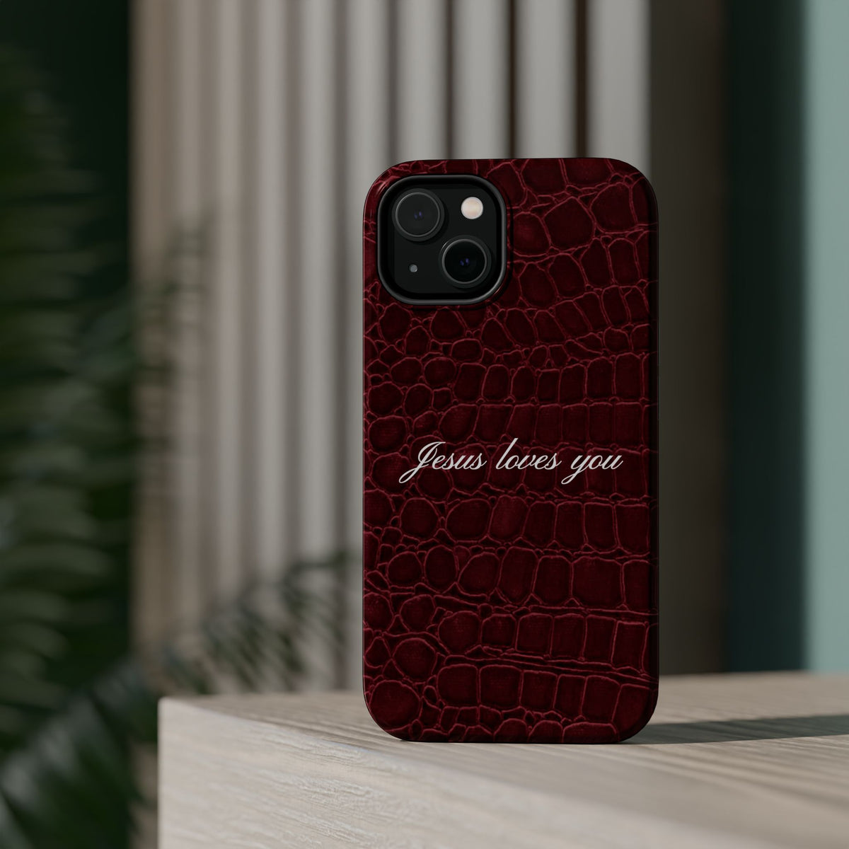 Jesus loves you Burgundy Croc MagSafe Phone Case