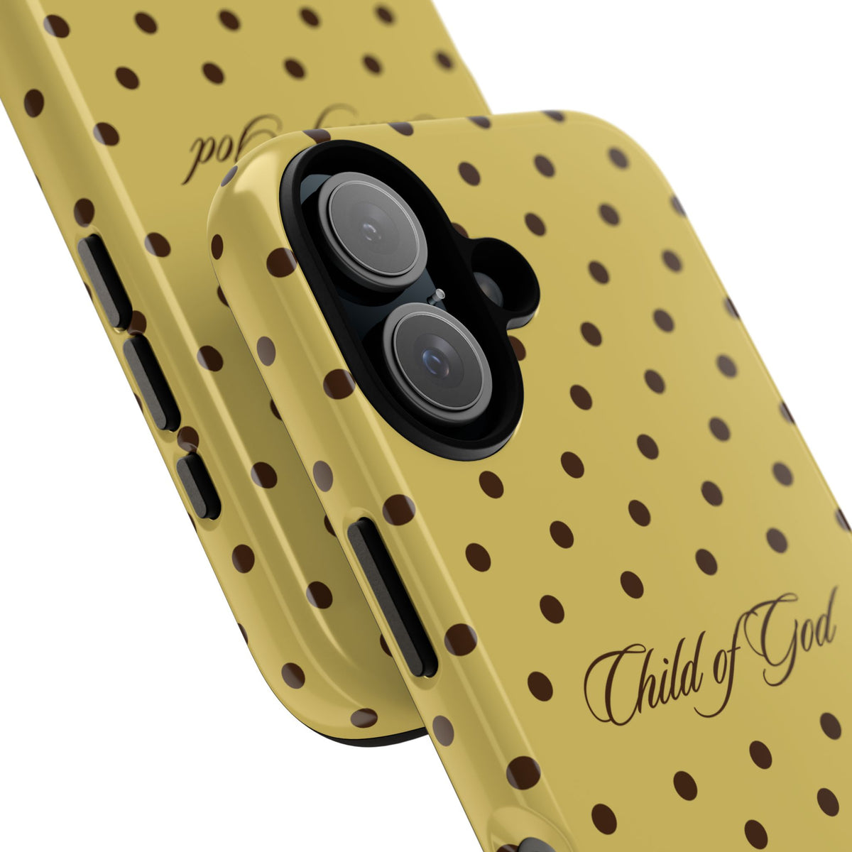 Child of God Brown & Yellow Polka Dot Phone Case