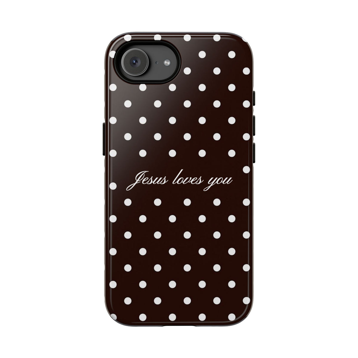 Jesus loves you Espresso Polka Dot Phone Case