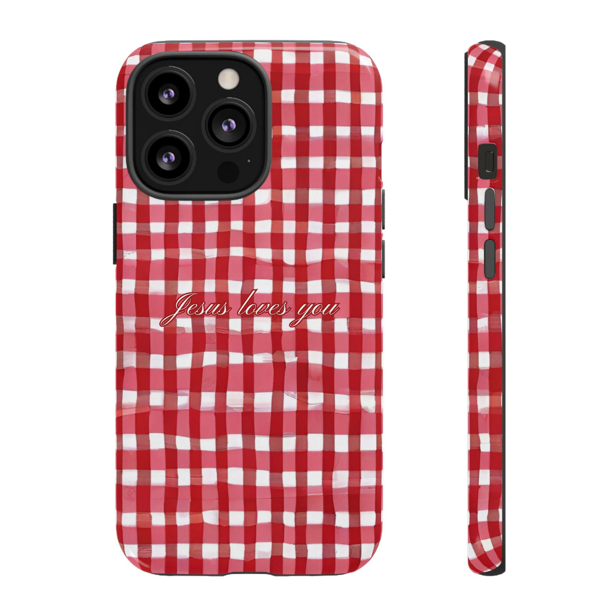 Jesus loves you Gingham phone case
