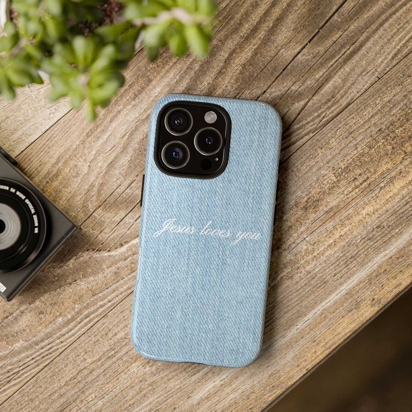 Jesus loves you Denim Phone Case