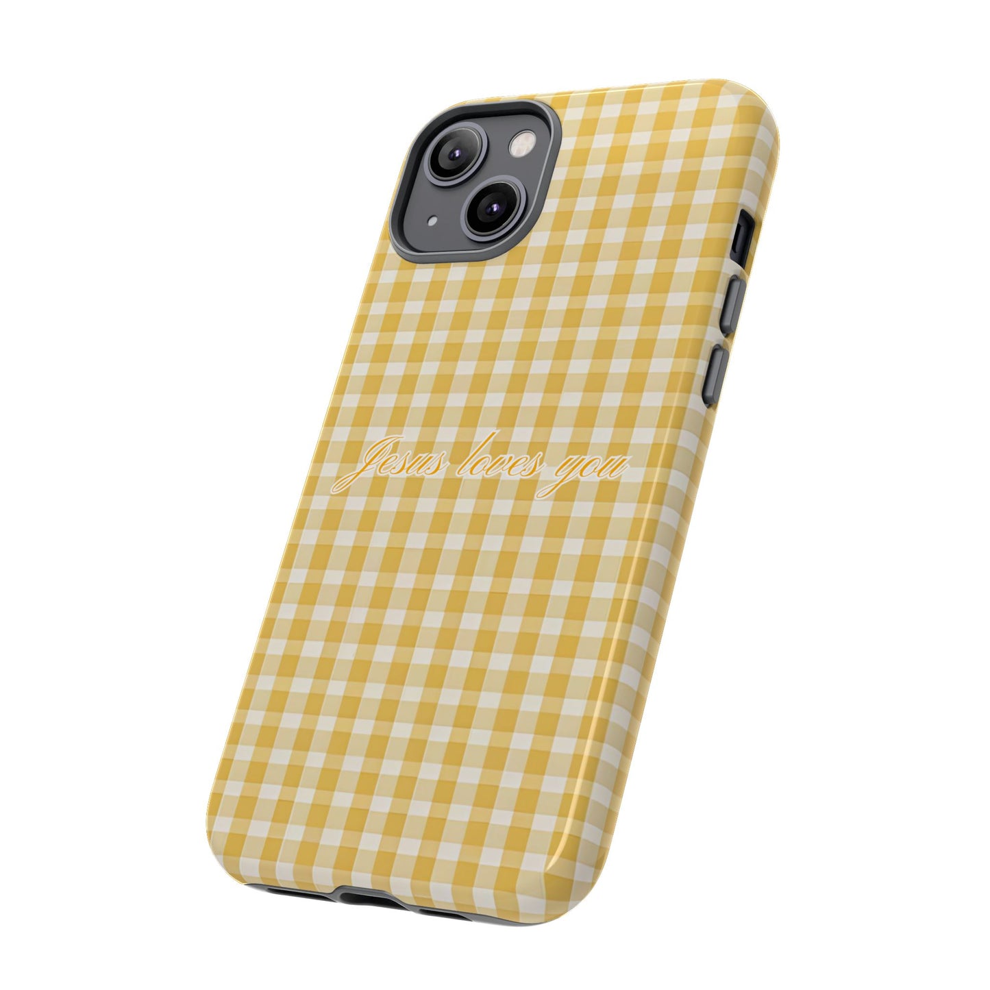 Jesus loves you Yellow Gingham Phone Case