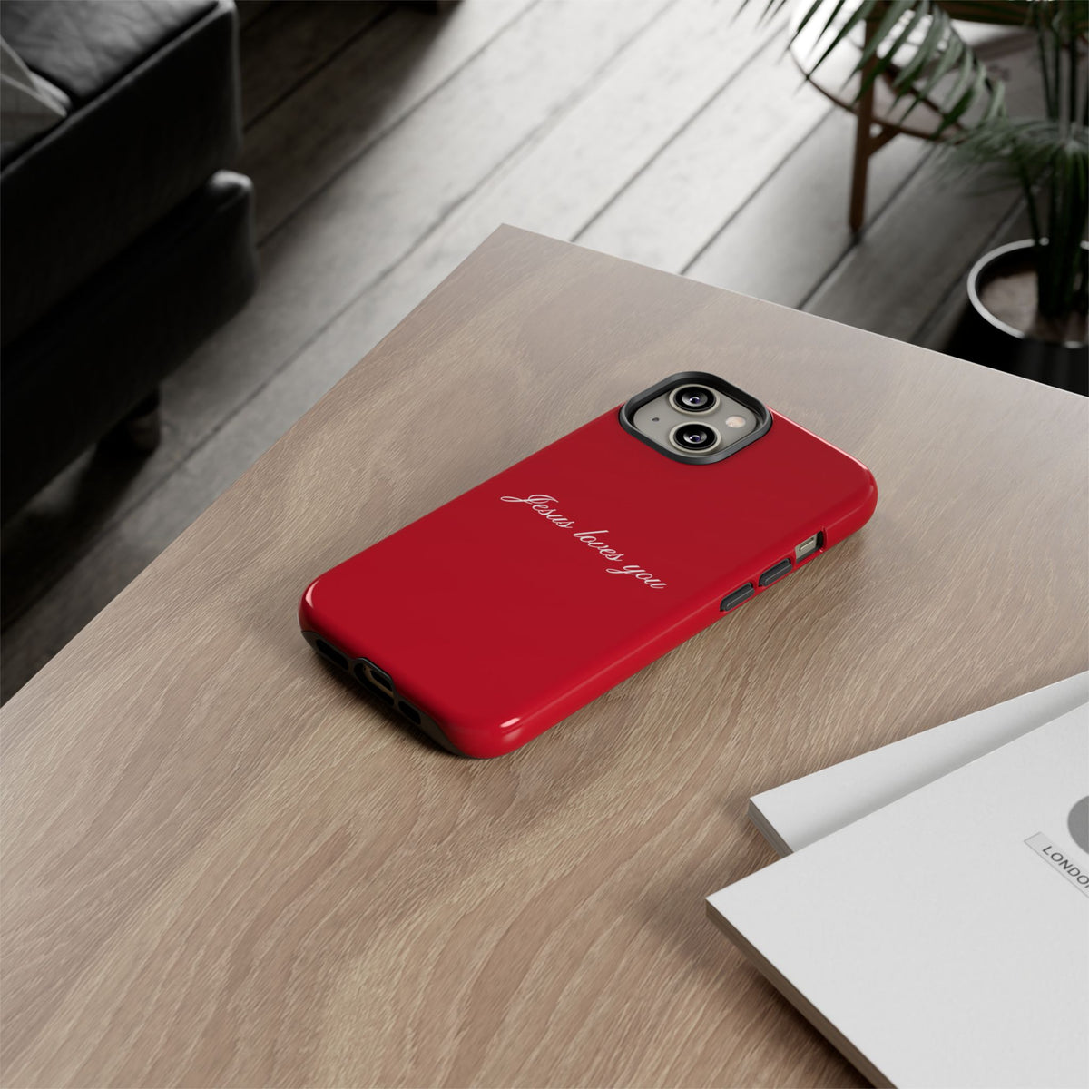 Jesus loves you Red Phone Case