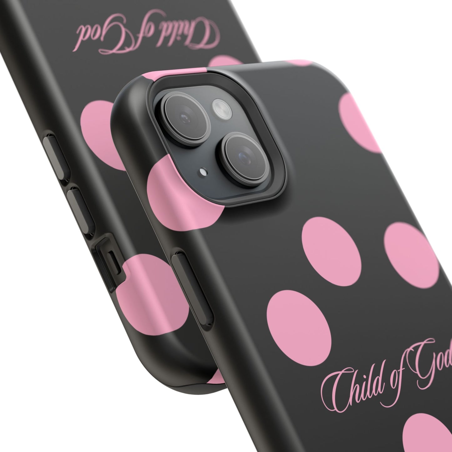 Child of God Pink and Black Polka Dot MagSafe Phone Case