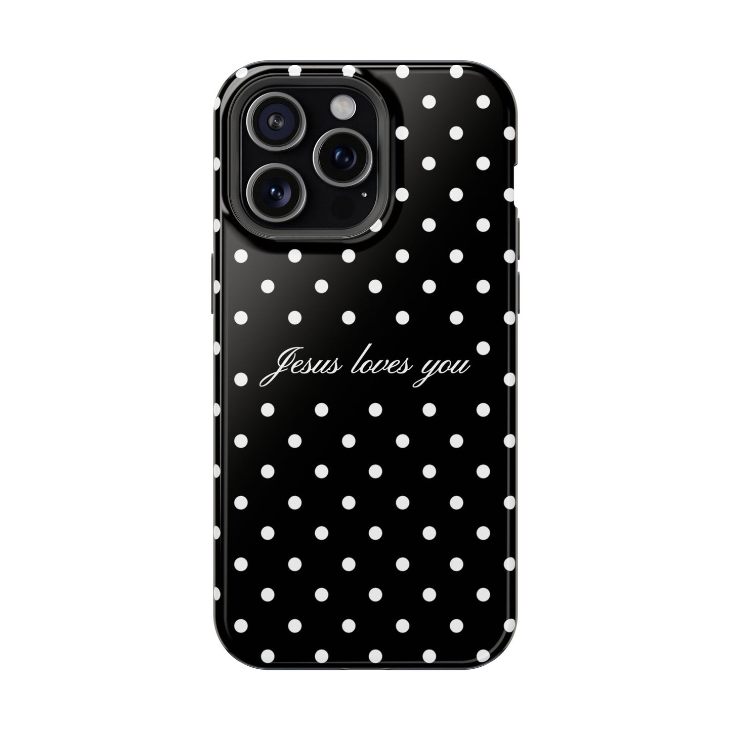 Jesus loves you Black Polka Dot Phone Case MagSafe