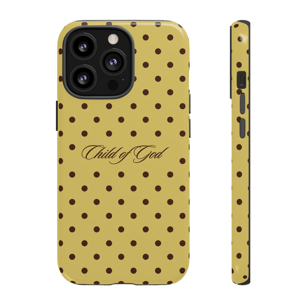 Child of God Brown & Yellow Polka Dot Phone Case