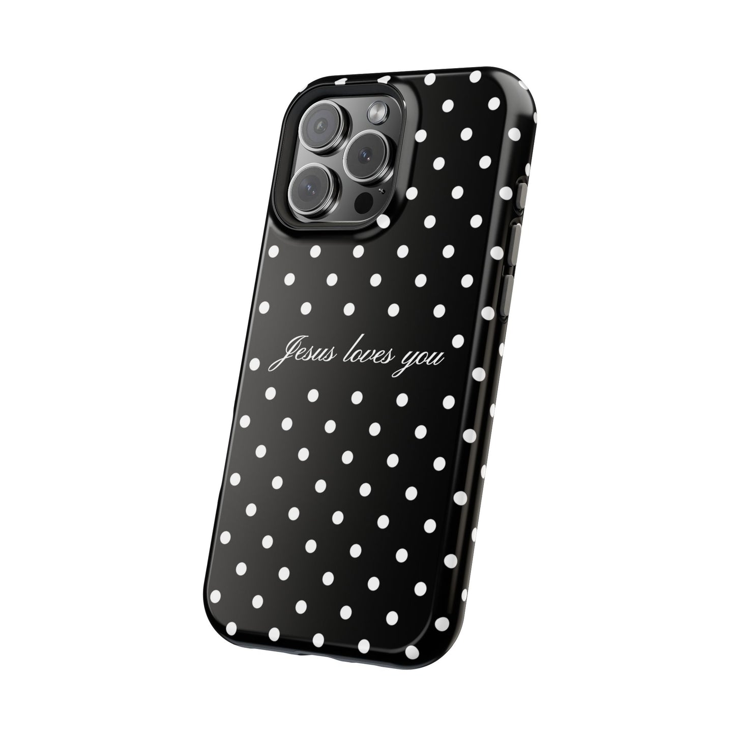 Jesus loves you Black Polka Dot Phone Case MagSafe