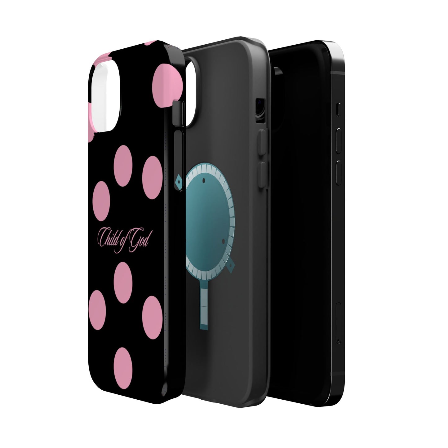 Child of God Pink and Black Polka Dot MagSafe Phone Case