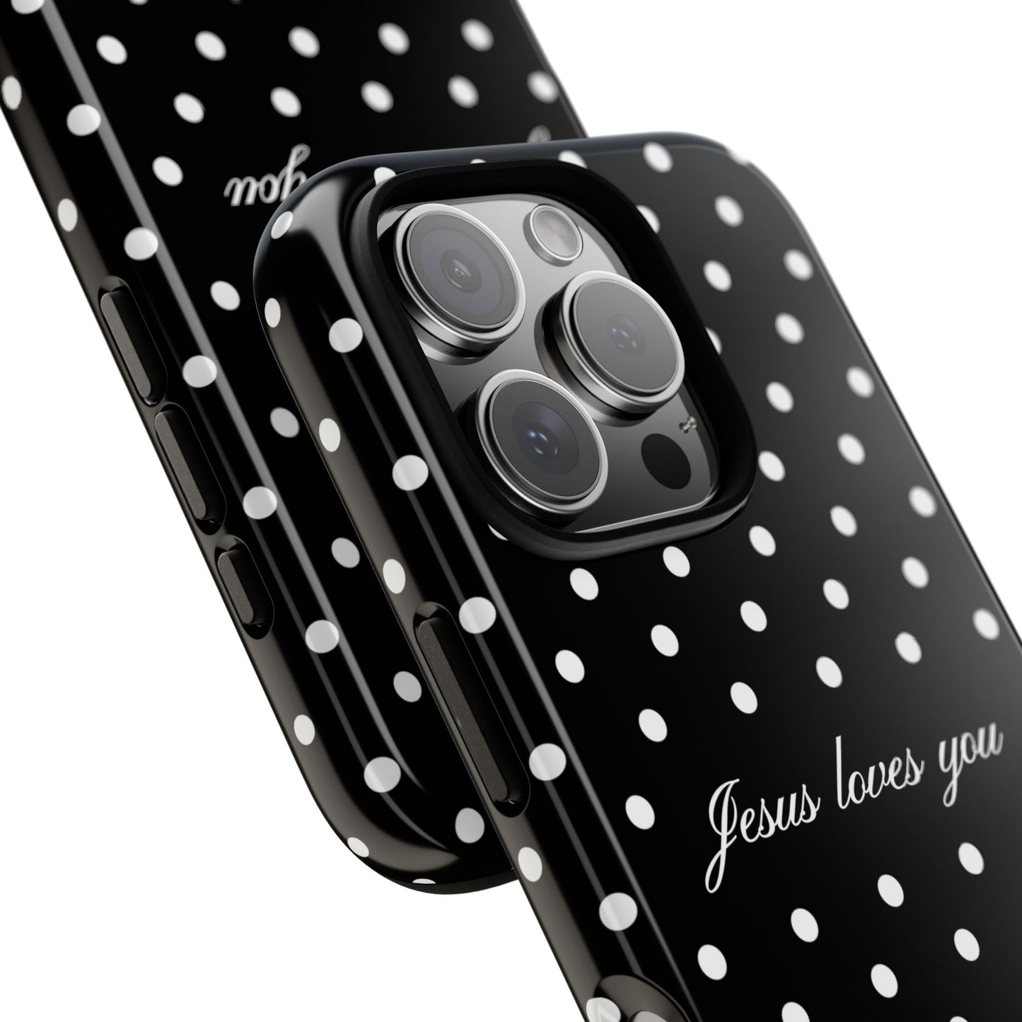 Jesus Loves You Black Polka Dot Phone Case