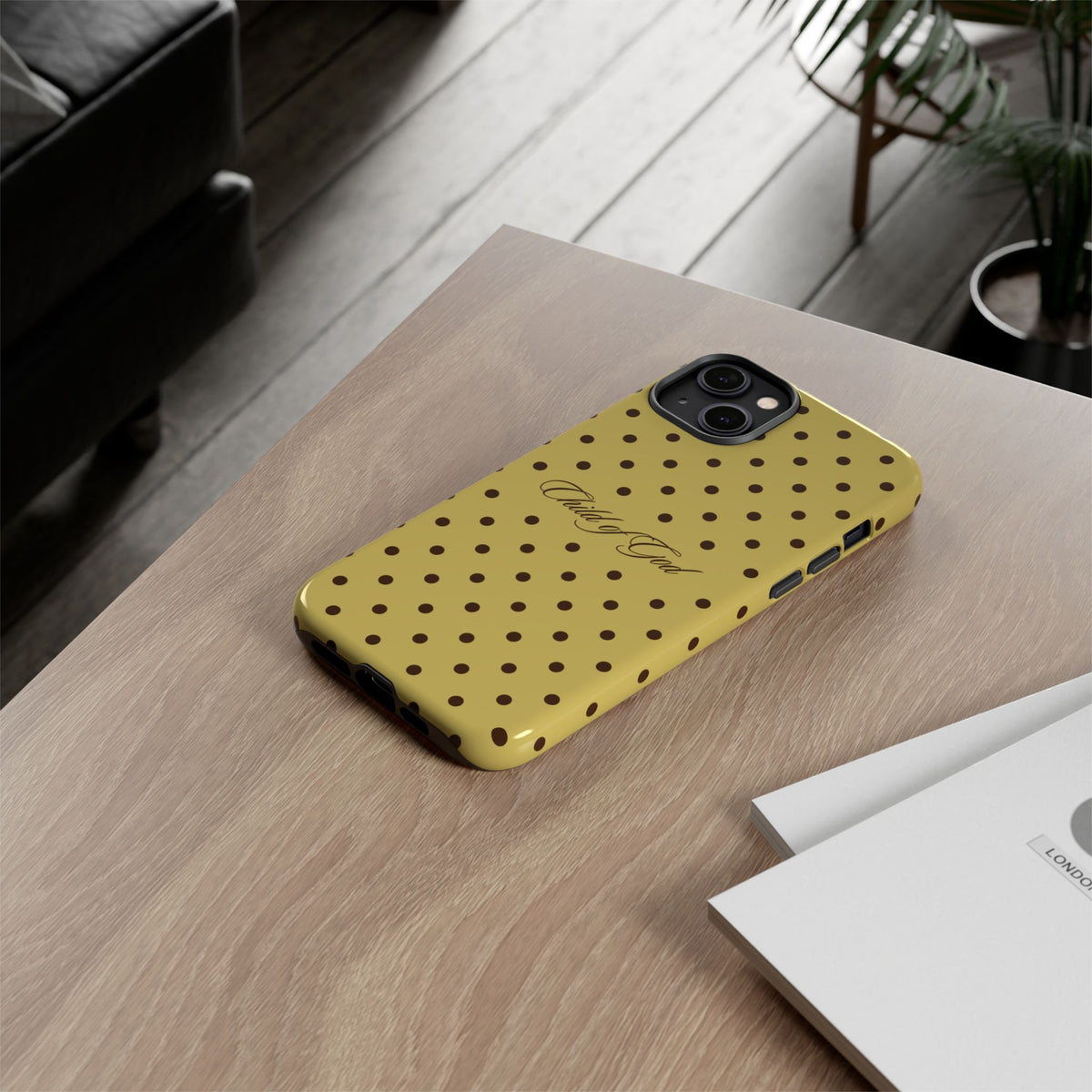 Child of God Brown & Yellow Polka Dot Phone Case