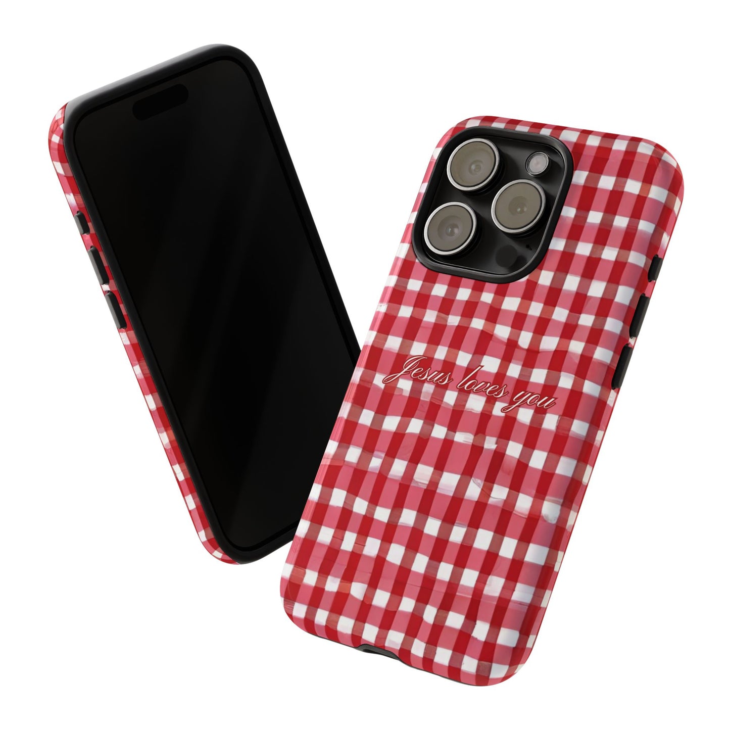 Jesus loves you Gingham phone case
