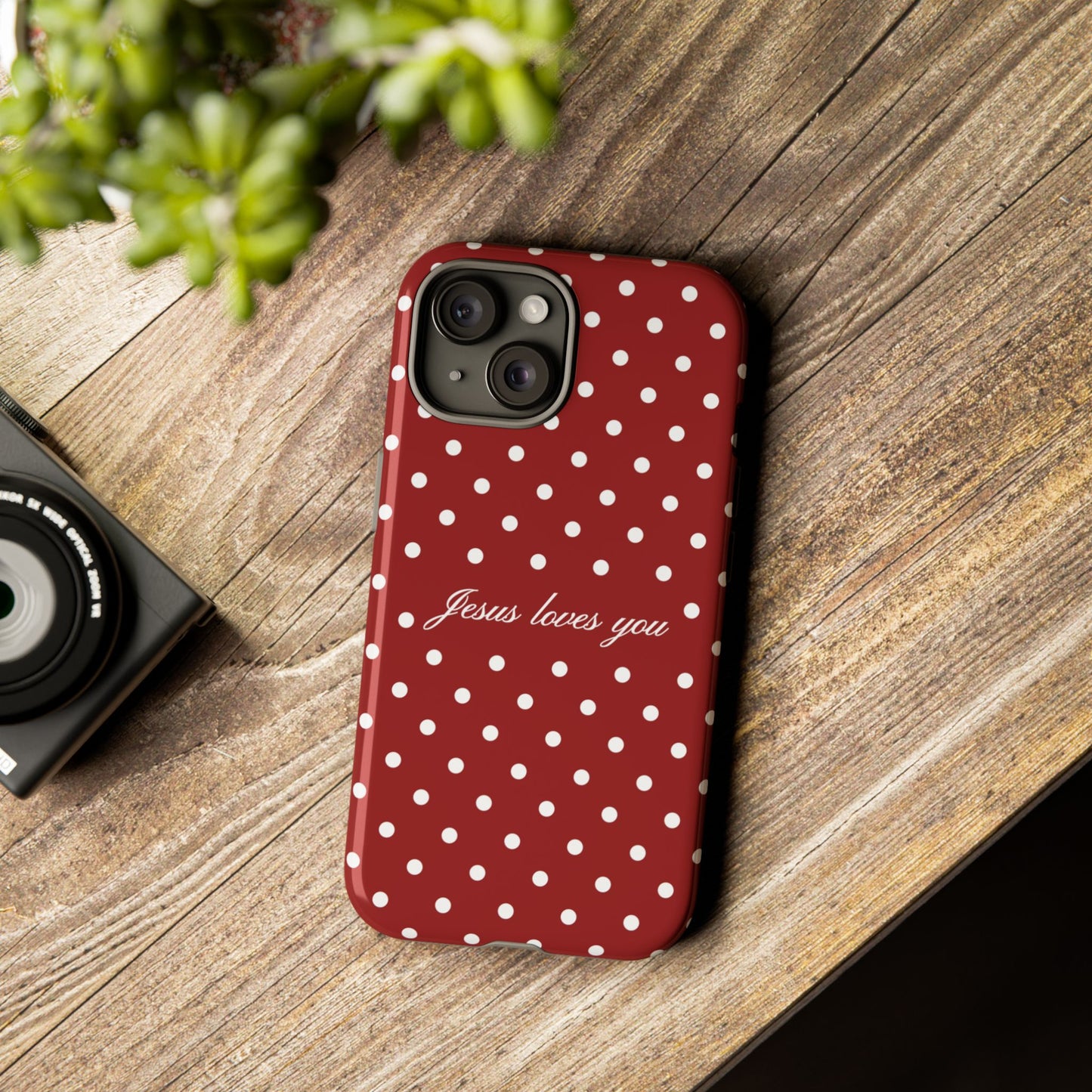 Jesus loves you Red Polka Dot Phone Case