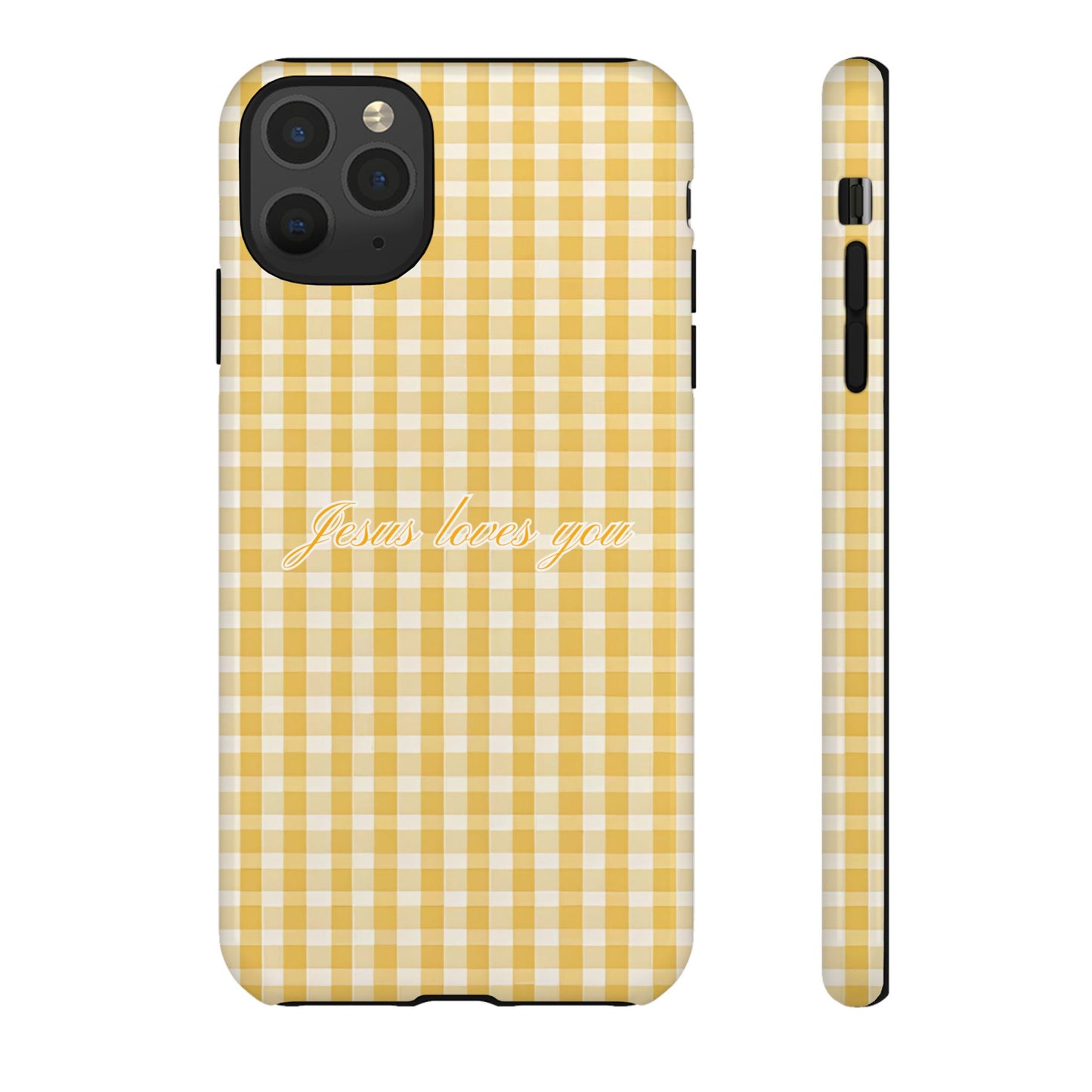 Jesus loves you Yellow Gingham Phone Case