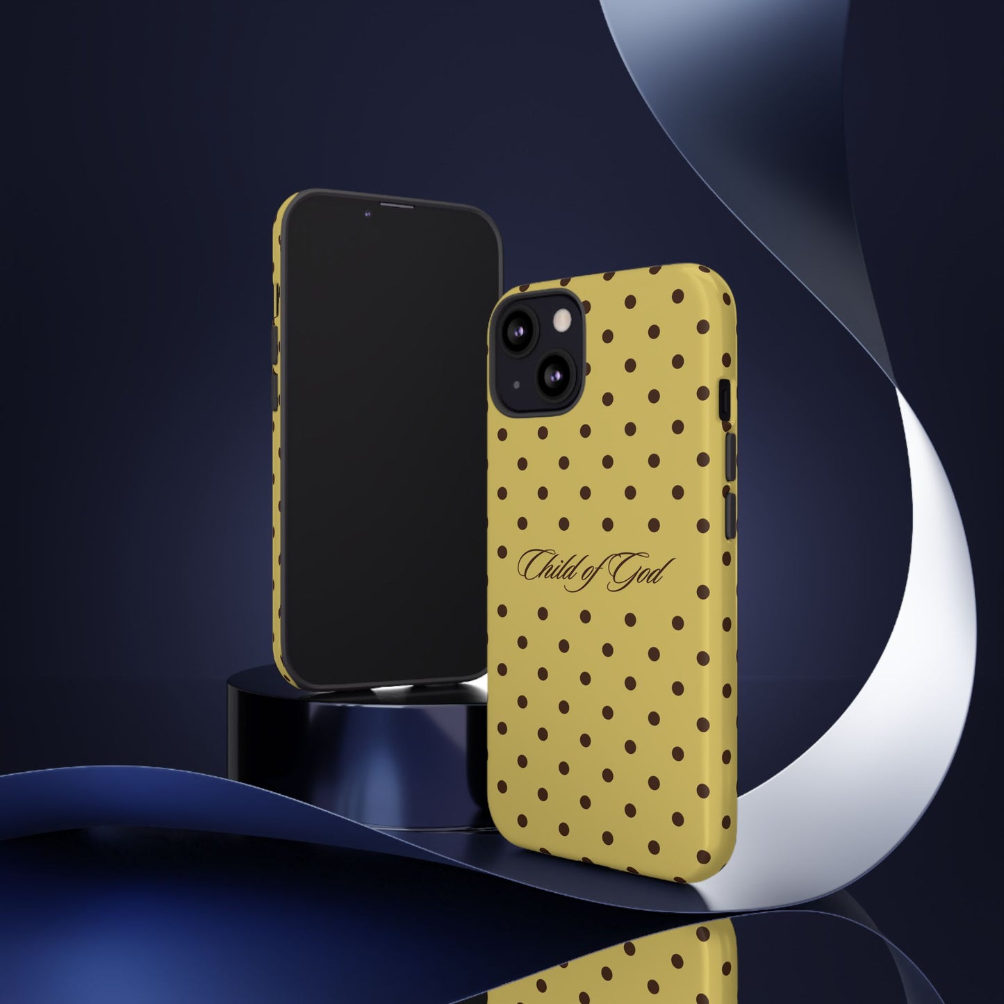 Child of God Brown & Yellow Polka Dot Phone Case