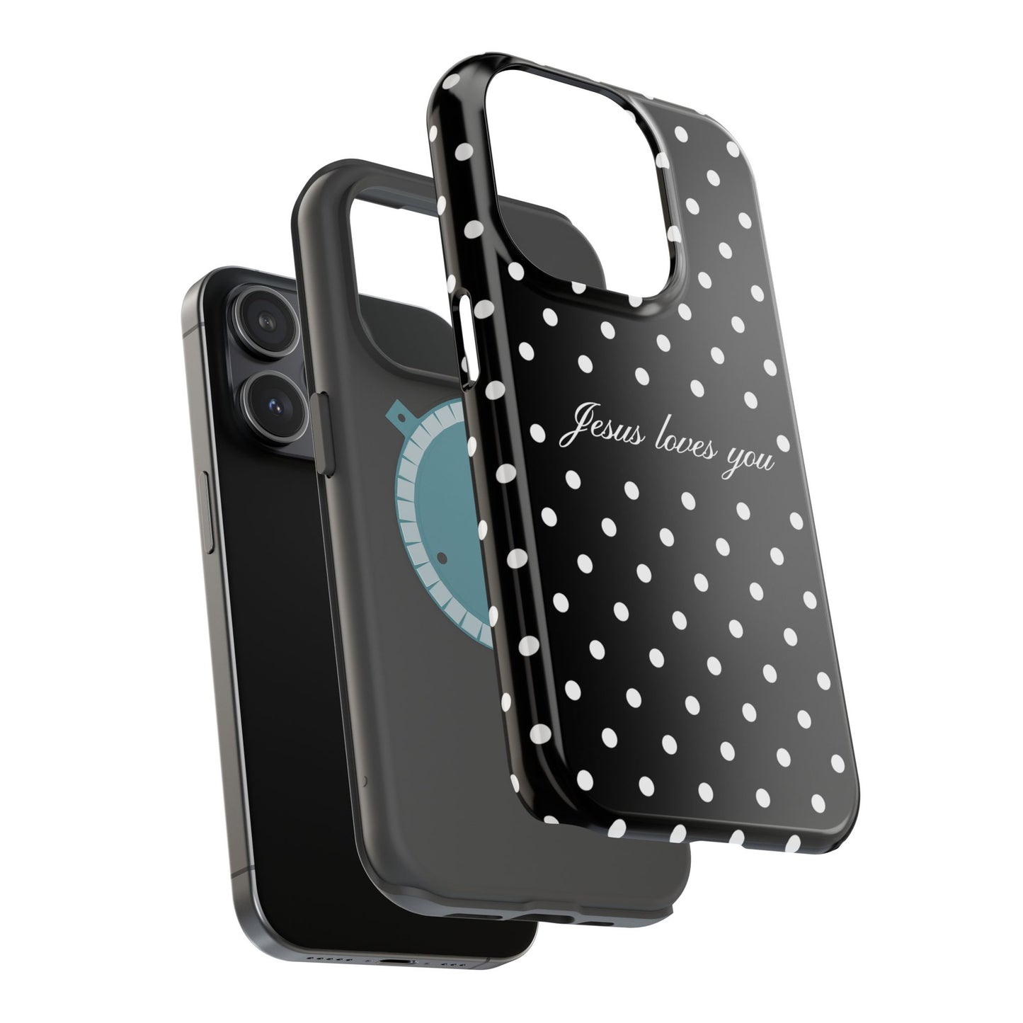 Jesus loves you Black Polka Dot Phone Case MagSafe